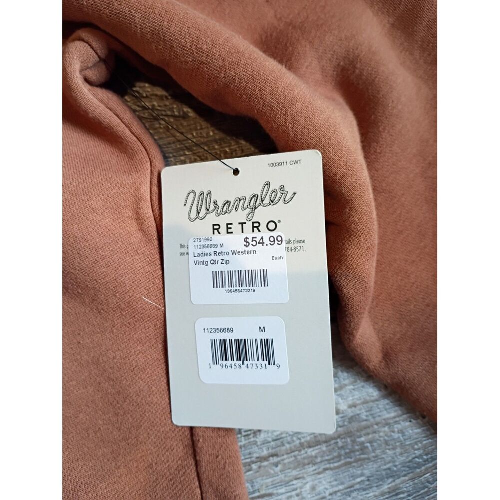 Wrangler Retro Women's Western Stitch Quarter Zip Pullover Brown Size M NWT - Picture 3 of 8